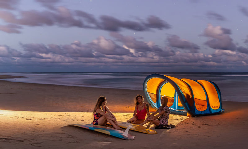 airnest on the beach, inflatable shelter system, inflatable swag