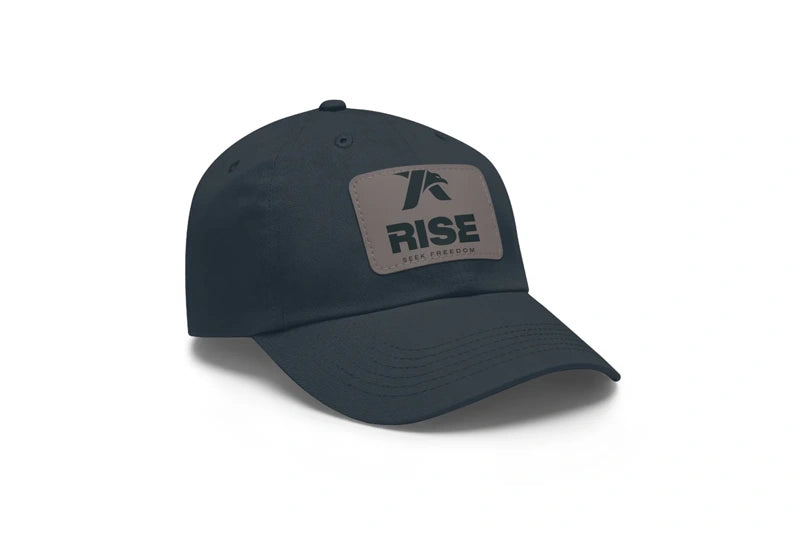 Rise Logo Leather Patch Dad Hat | Embroidered Patch Baseball Cap