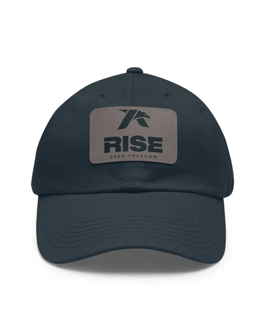 Rise Logo Leather Patch Dad Hat | Embroidered Patch Baseball Cap